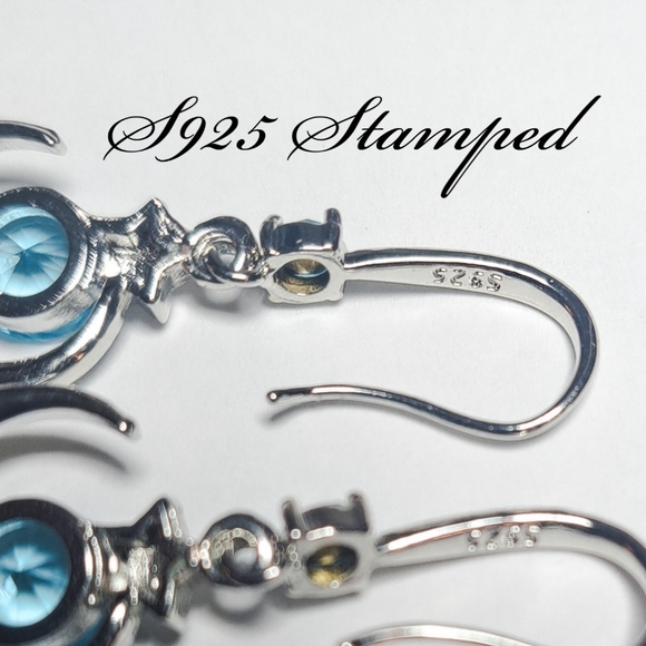 🎀925 Once in a Blue Moon Topaz Diamond Accent Earrings - Picture 4 of 5